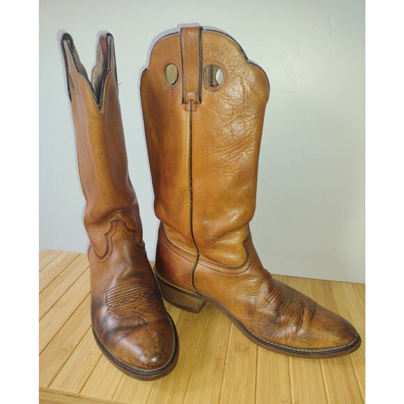 Durango West 10.5B Cowboy Boots  Vintage Leather Western Tall Rodeo Rustic - Picture 2 of 10